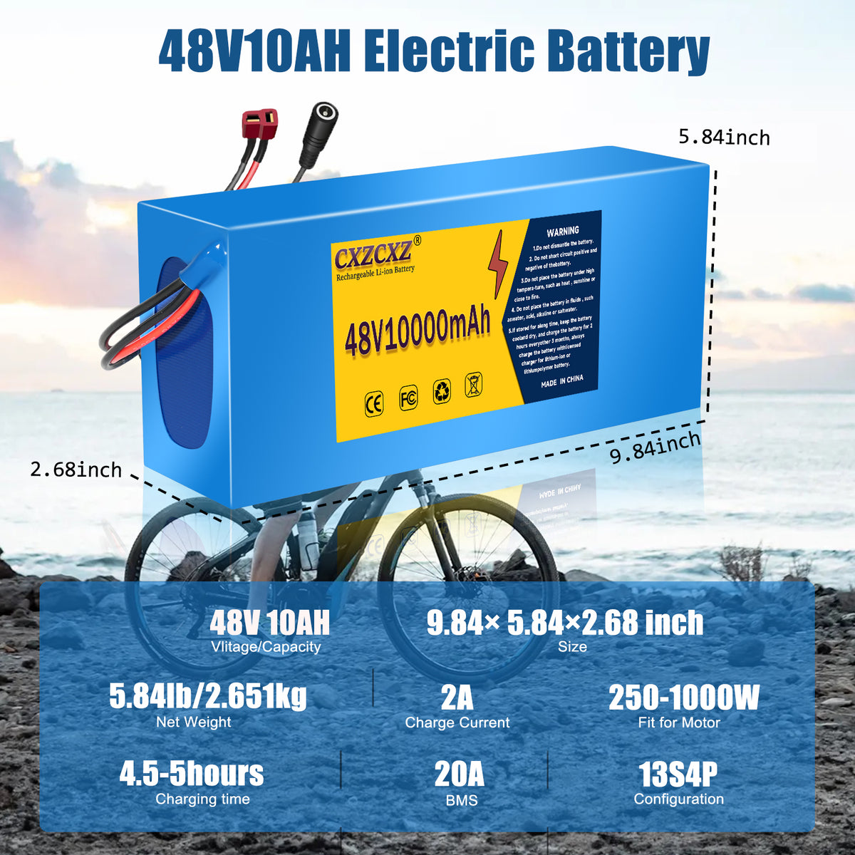 48V 10Ah Lithium-ion E-Bike Battery Pack