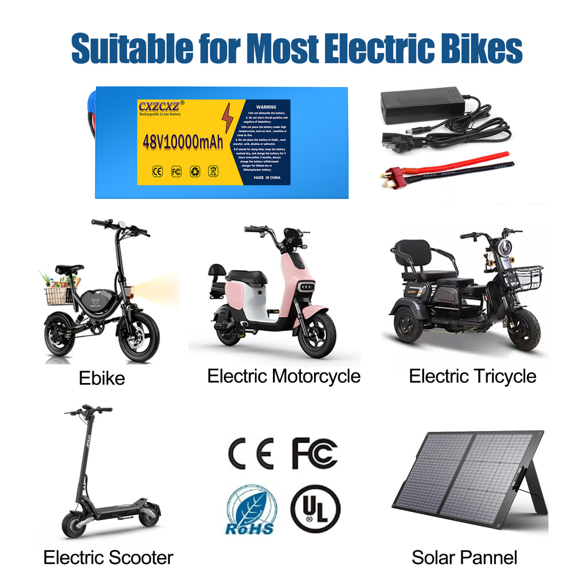 48V 10Ah Lithium-ion E-Bike Battery Pack