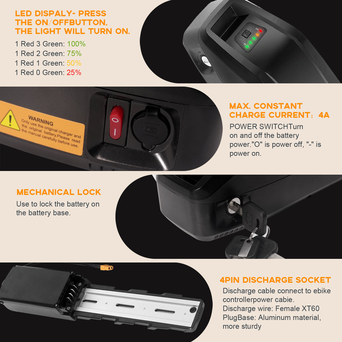 48V13AH Ebike Battery for 1000W Electric Bike
