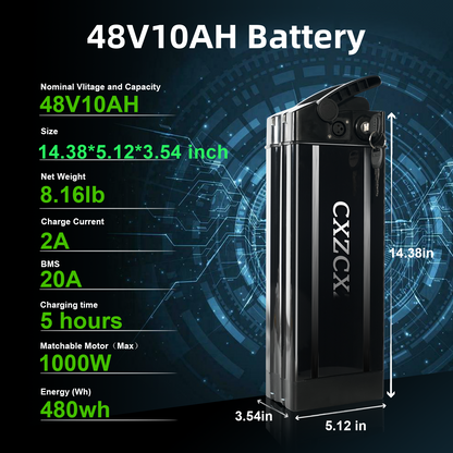 48V 10Ah Lithium-ion Battery for Folding E-Bikes