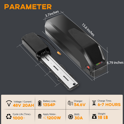 48V 20Ah Electric Bike Lithium Battery Pack with 30A BMS